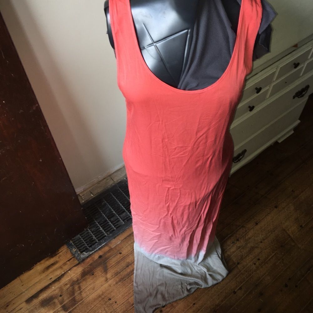 La Blanca double dip coral & gray beachy maxi dress